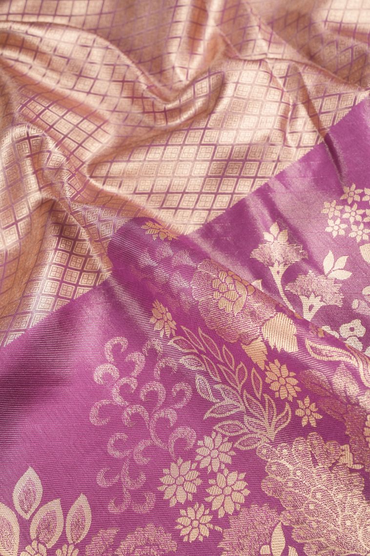 Olive Green Apoorva Silk Sarees with Gold Zari Floral Patterns view 3