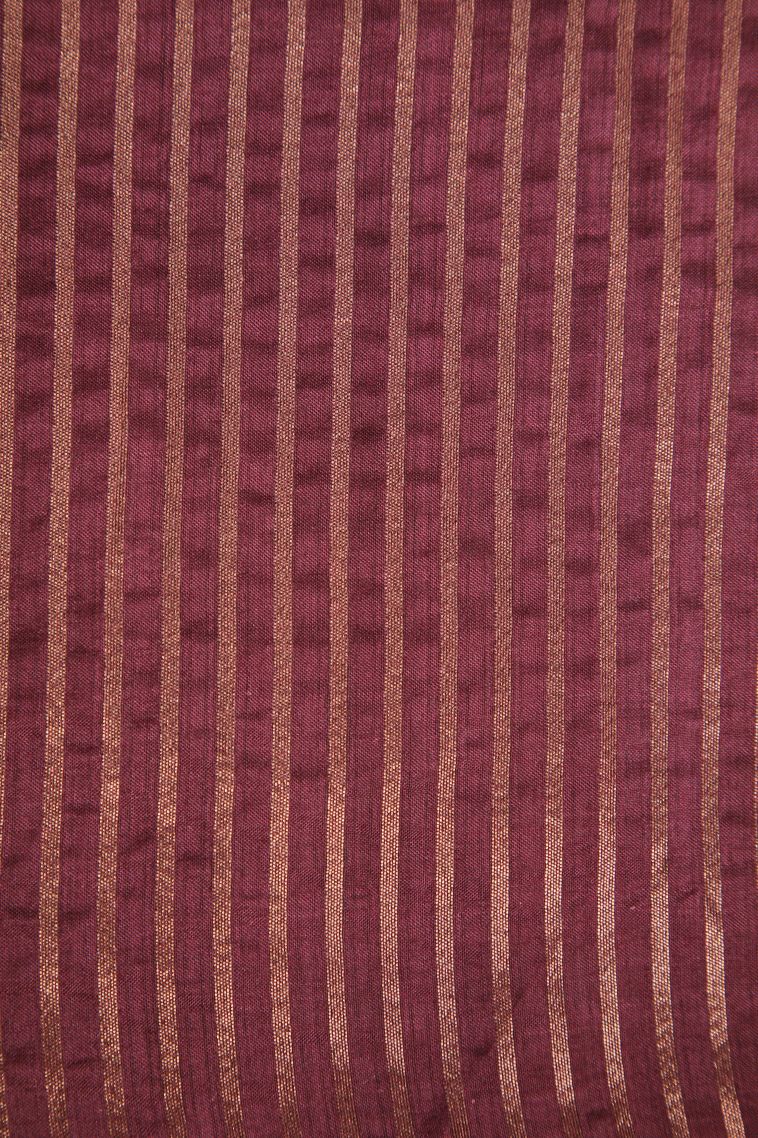 Cherry Red Semi Raw Silk Printed Gold Zari with Zari Puttas view 3