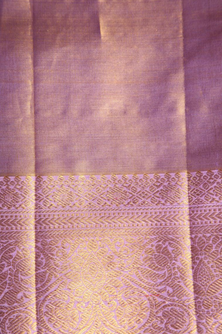 Heather Purple Kanchipuram Silk Sarees with Gold Zari Floral Patterns view 3