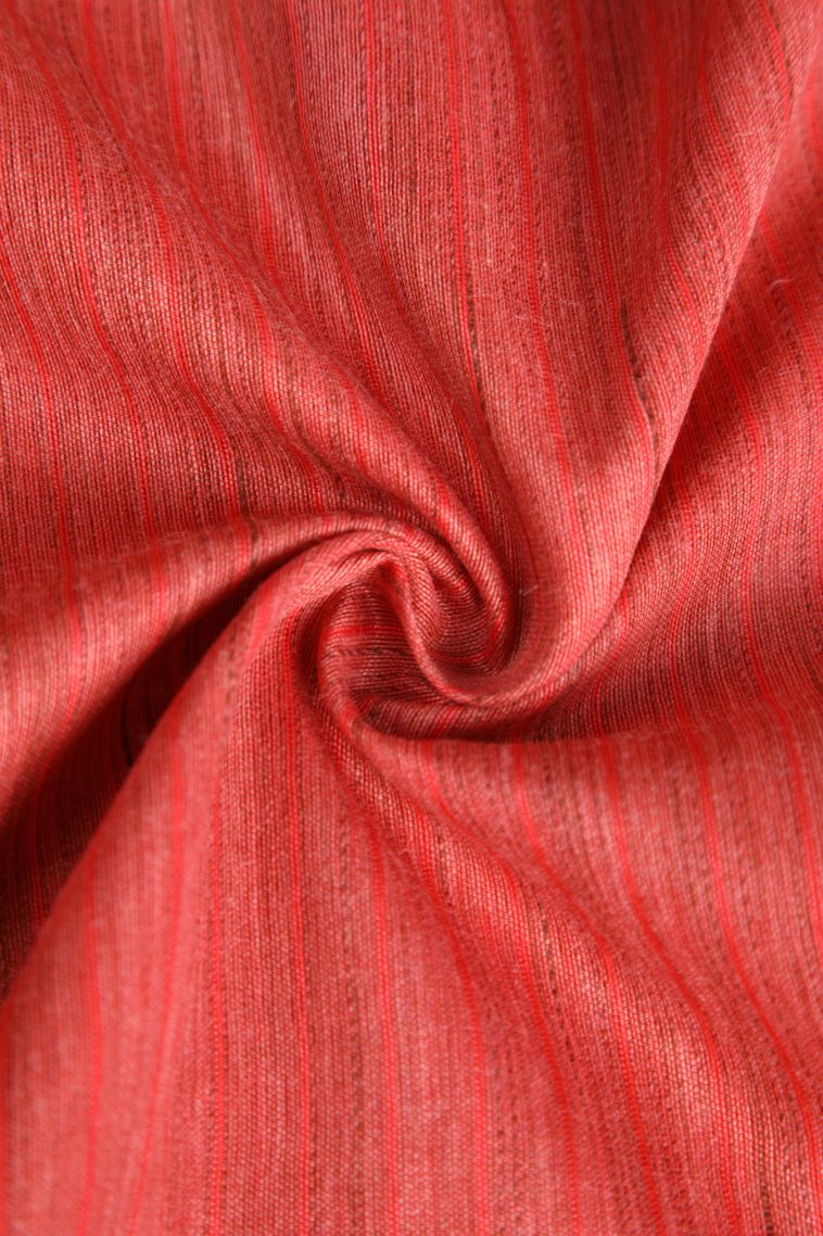 Blush Red Jute Sarees with Gold Zari Plain view 4