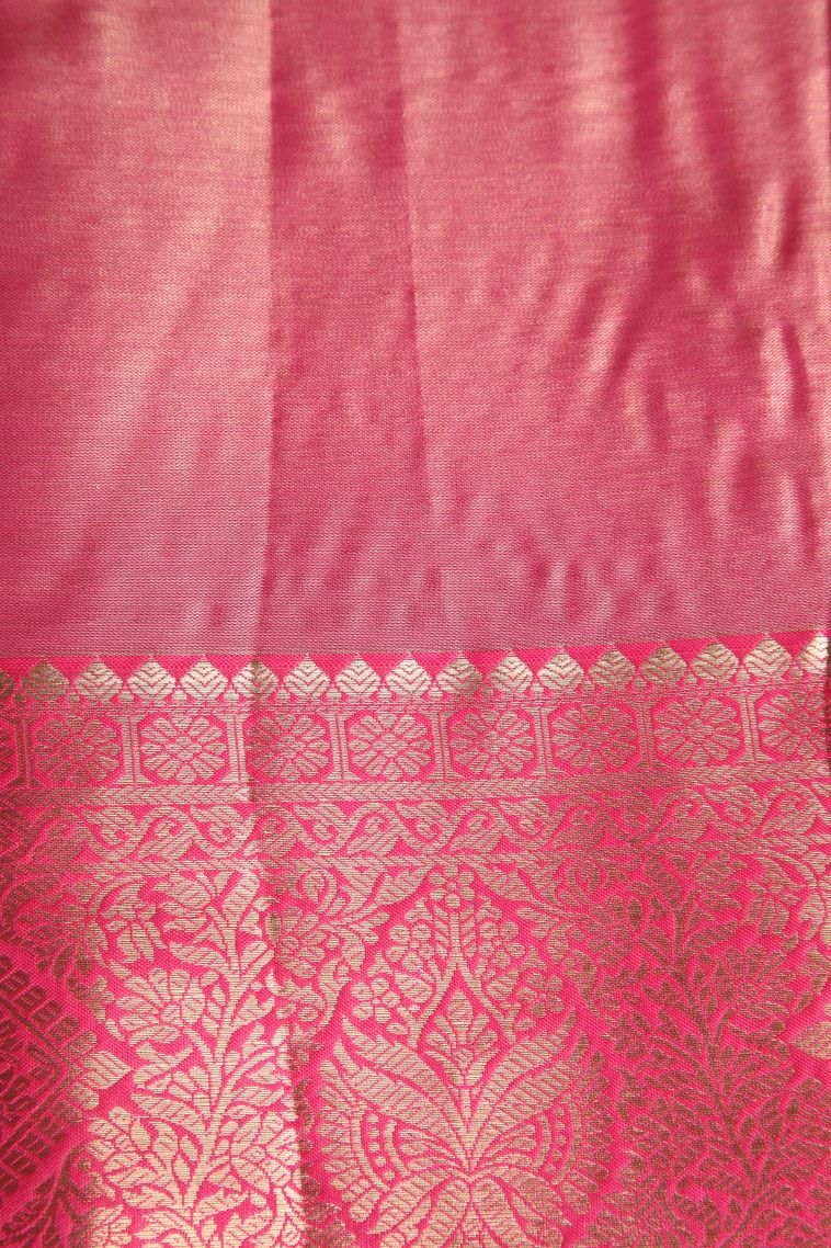 Punch Pink Apoorva Silk Sarees with Silver Zari Floral Patterns view 3