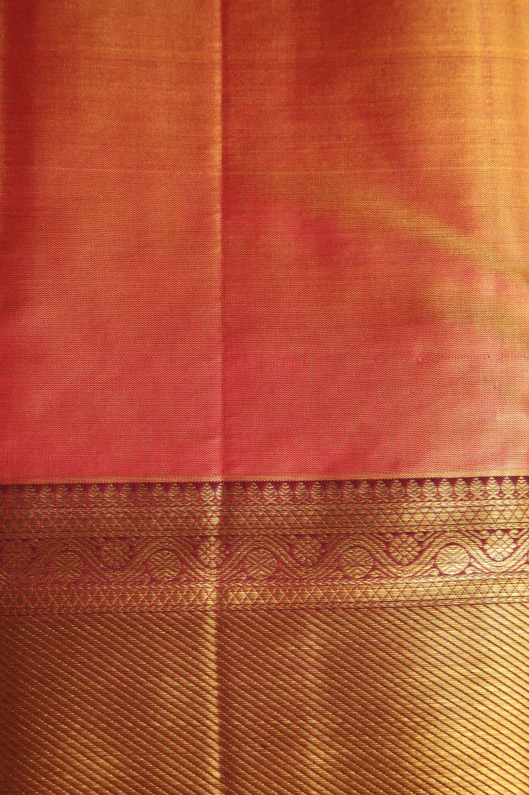 Vanilla Custard Yellow Kanchipuram Silk Sarees with Antic Zari Floral Patterns view 3