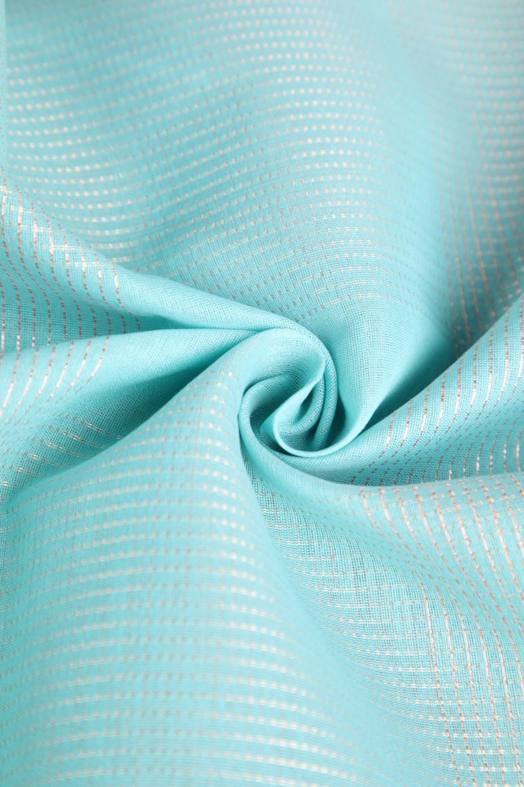 Arctic Blue Silk Cotton Sarees with Copper Zari Buttis (small Dots Or Motifs) view 4