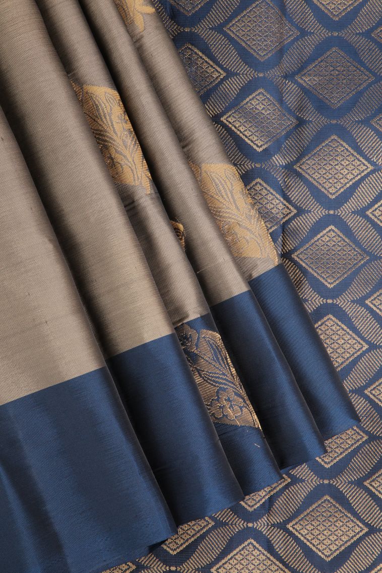 Metallic Gold Soft Silk Saree Gold Zari with Floral Patterns