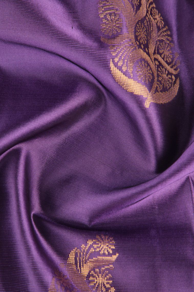 Iris Purple Soft Silk Saree Gold Zari with Manga view 4
