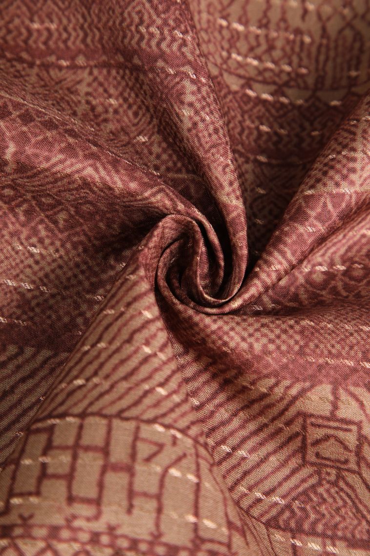 Mahome Red Semi Tussar Silk Gold Zari with Jamandery Pattern view 4