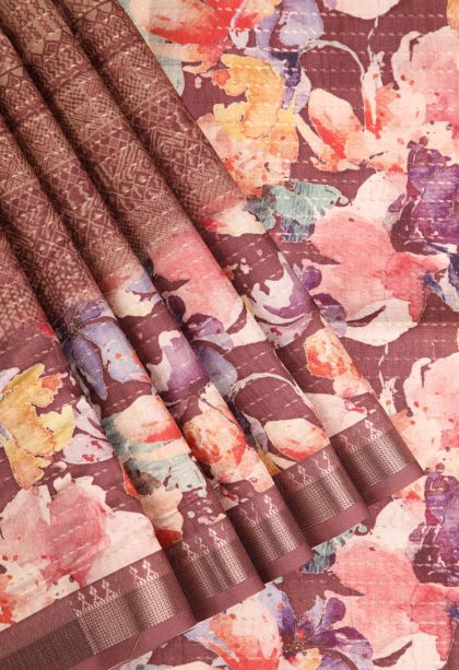 Mahome Red Semi Tussar Silk Gold Zari with Jamandery Pattern