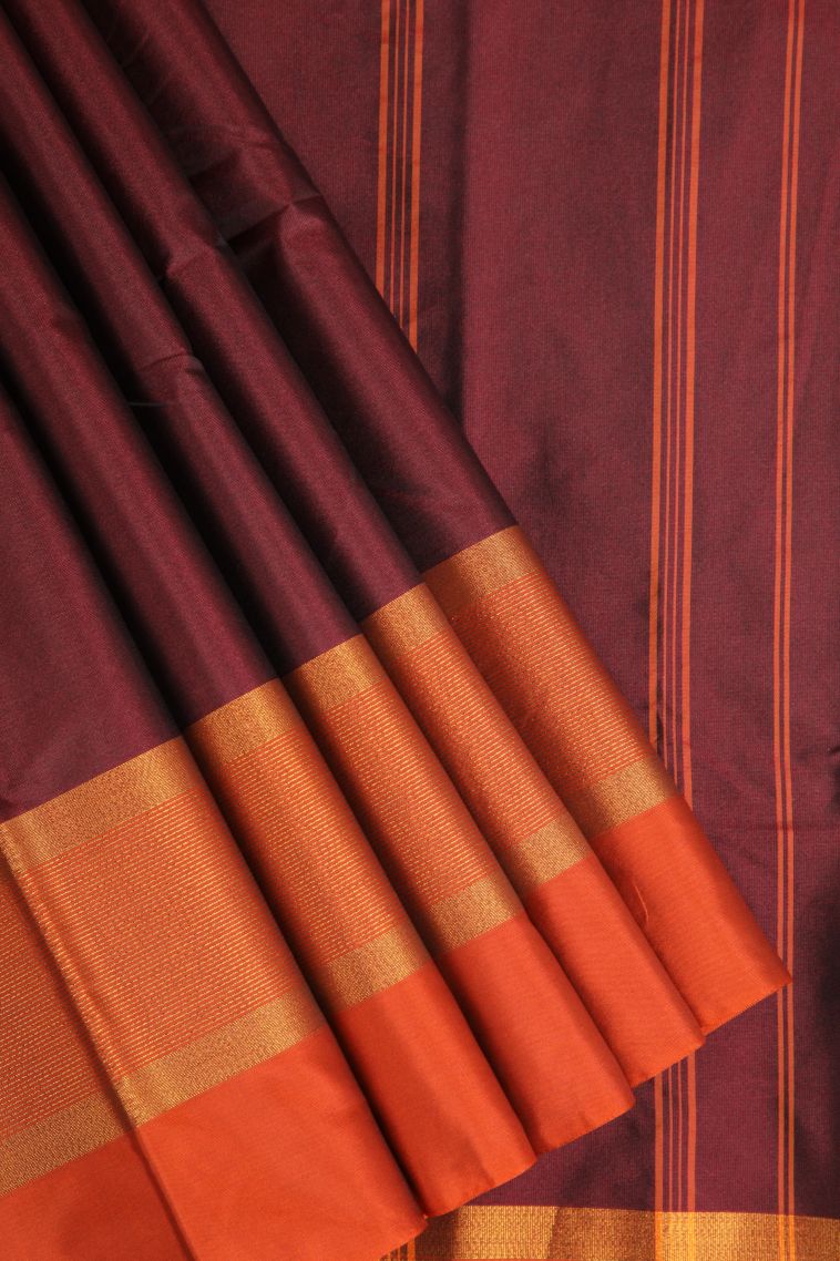 Mahome Red Arani Silk Sarees Gold Zari with Plain view 1