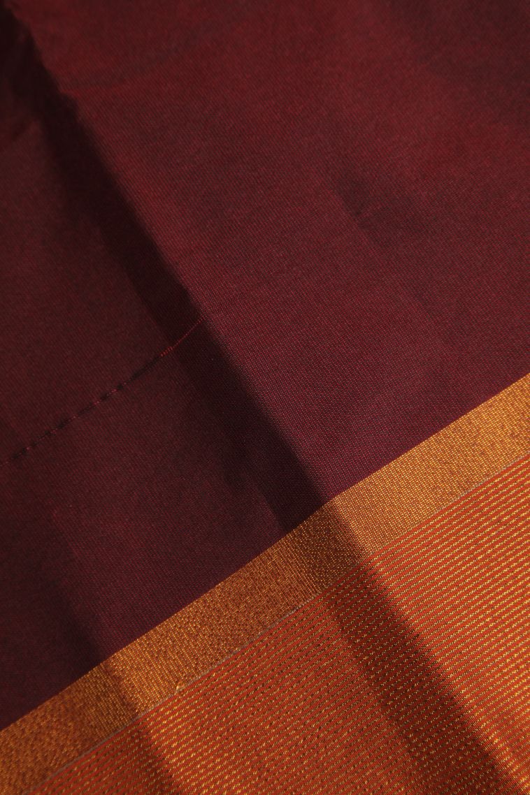 Mahome Red Arani Silk Sarees Gold Zari with Plain view 3