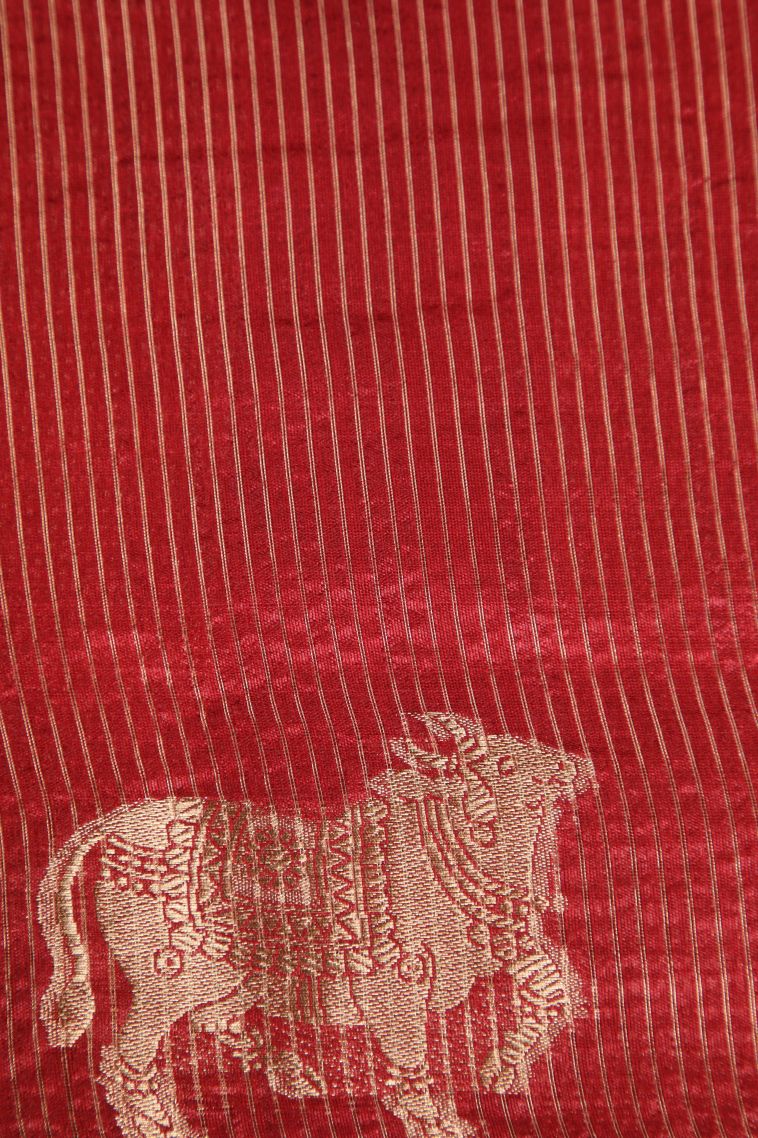 Coral Pink Semi Tussar Silk with Gold Zari Buttis (small Dots Or Motifs) view 3