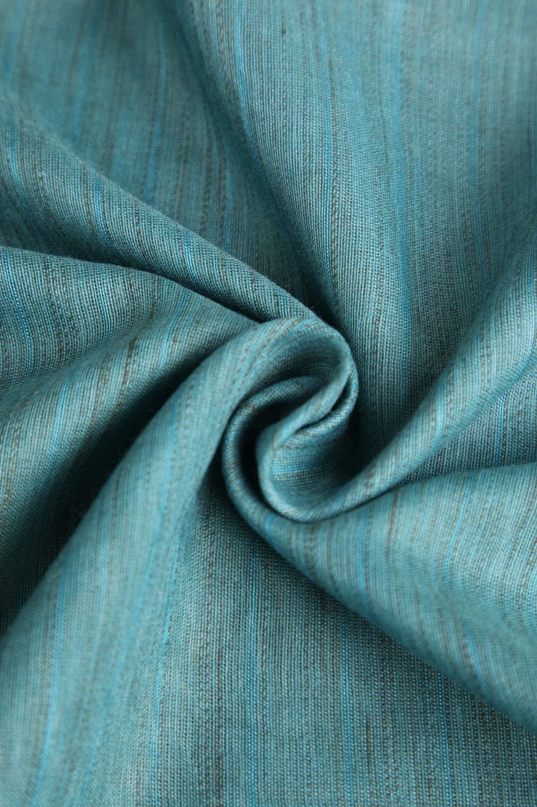 Ocean Blue Jute Sarees with Gold Zari Plain view 4