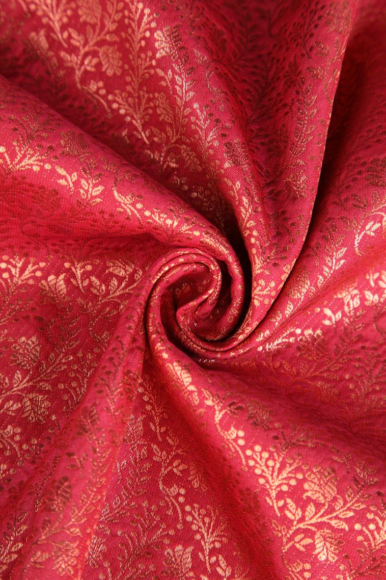 Dawn Red Apoorva Silk Sarees Copper Zari with Floral Patterns view 4