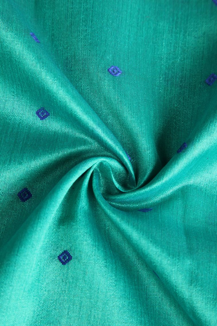 Mint Green Semi Tussar Silk with Gold Zari Buttis (small Dots Or Motifs) view 4