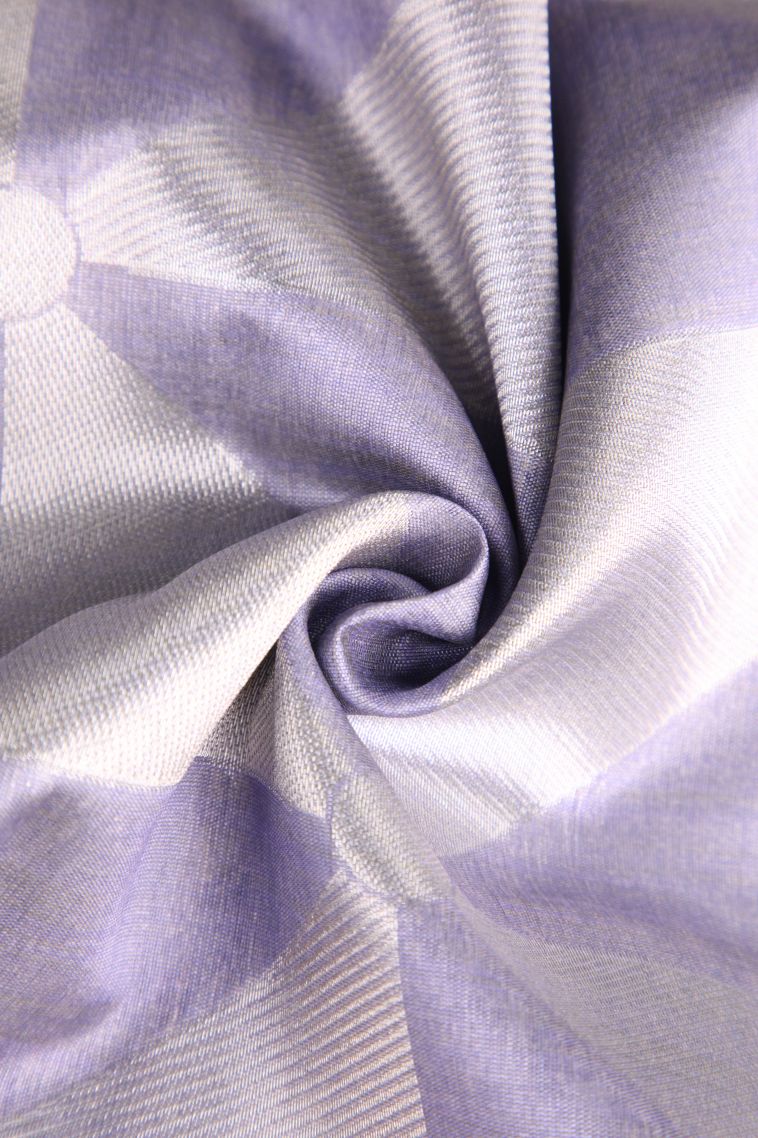 Heather Purple Semi Tussar Silk with Silver Zari Geometric Shapes view 4
