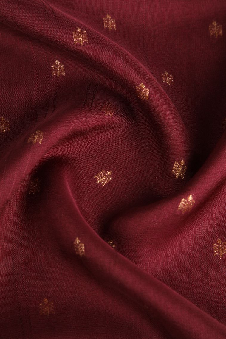 Ruby Red Banaras Sarees Antic Zari with Floral Puttas view 4
