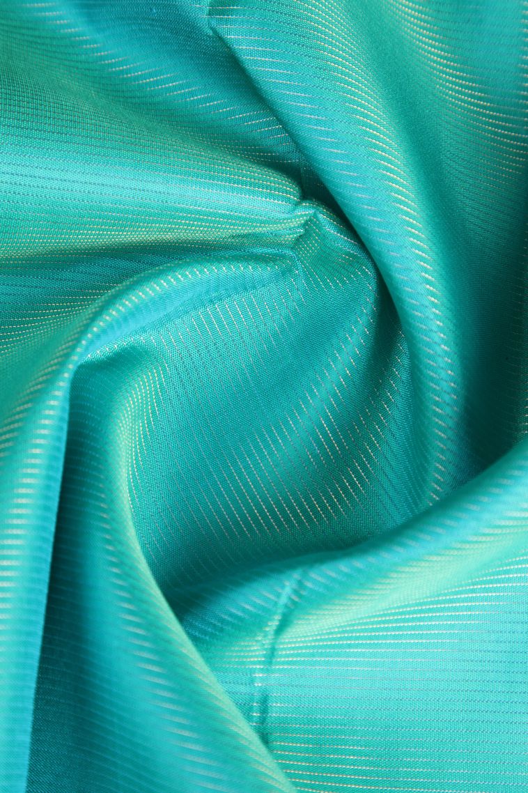 Arctic Blue Soft Silk Saree with Gold And Silver Zari Cross Straipes view 4