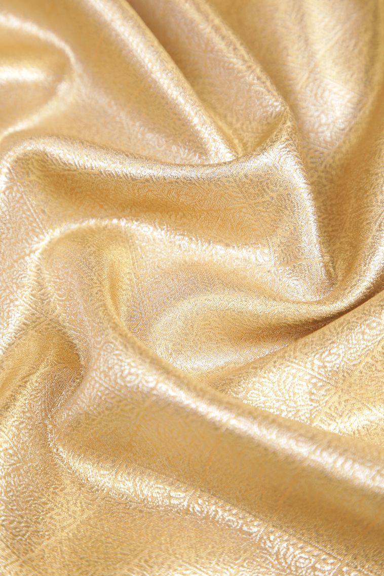 Sepia Yellow Apoorva Silk Sarees with Gold And Silver Zari Floral Puttas view 4