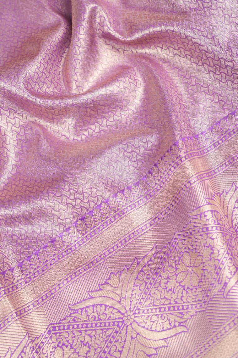 Bubble Purple Apoorva Silk Sarees with Copper Zari Floral Patterns view 3