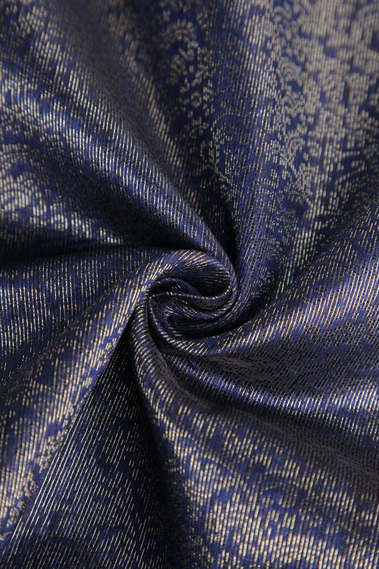 Berry Blue Jute Sarees with Antic Zari Leaf Pattern view 4