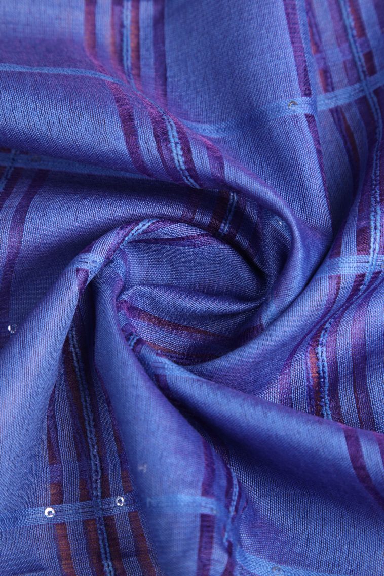 Daffane Blue Jute Sarees with Without Zari Zari Stripes view 4