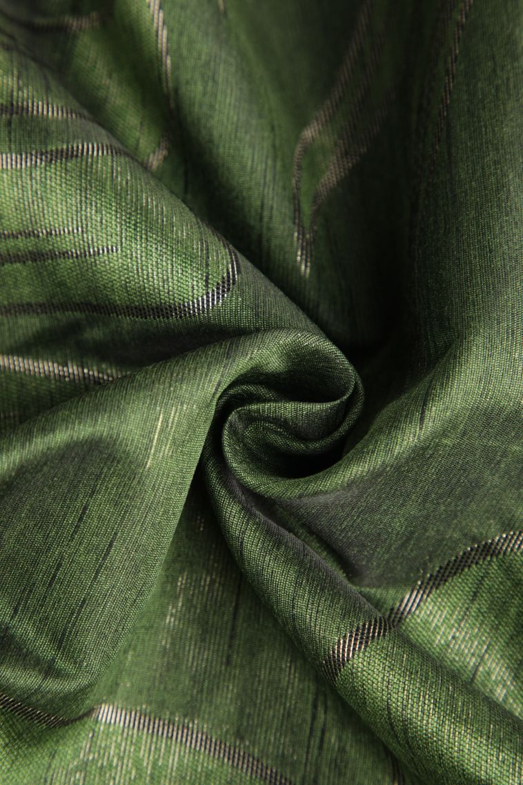 Pickle Green Jute Sarees with Silver Zari Floral Patterns view 4