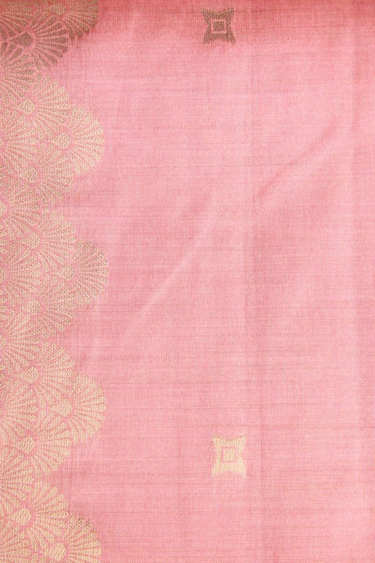 Vanilla Custard Yellow Semi Tussar Silk with Gold Zari Floral Patterns view 3