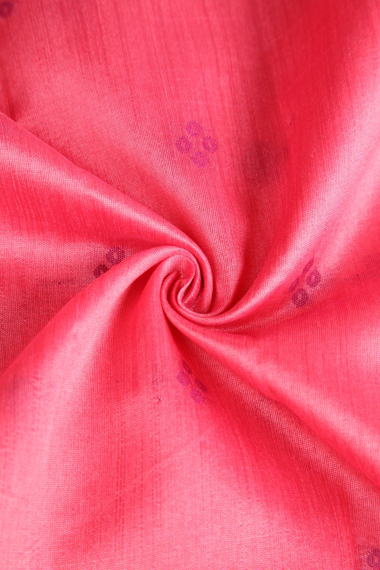 Rose Pink Semi Tussar Silk with Gold Zari Buttis (small Dots Or Motifs) view 4