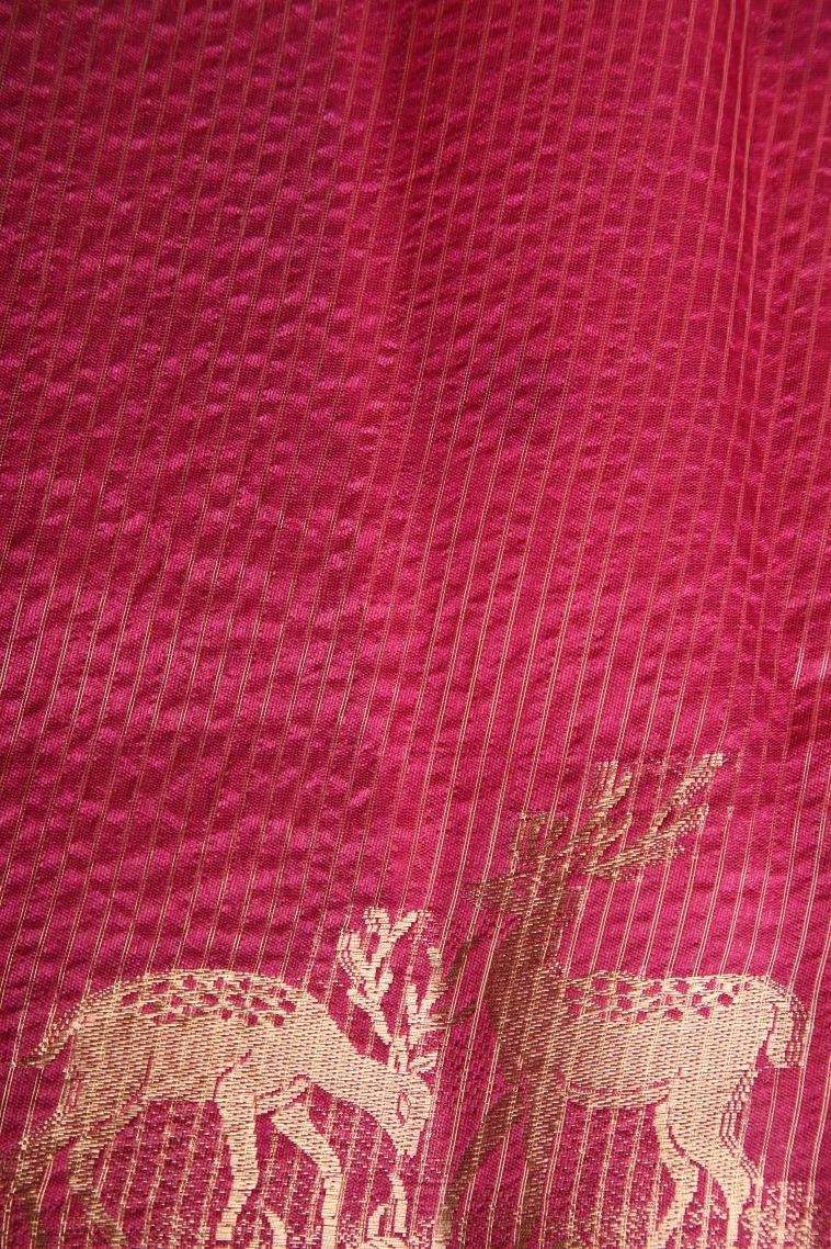 Rose Pink Semi Tussar Silk with Gold Zari Buttis (small Dots Or Motifs) view 3