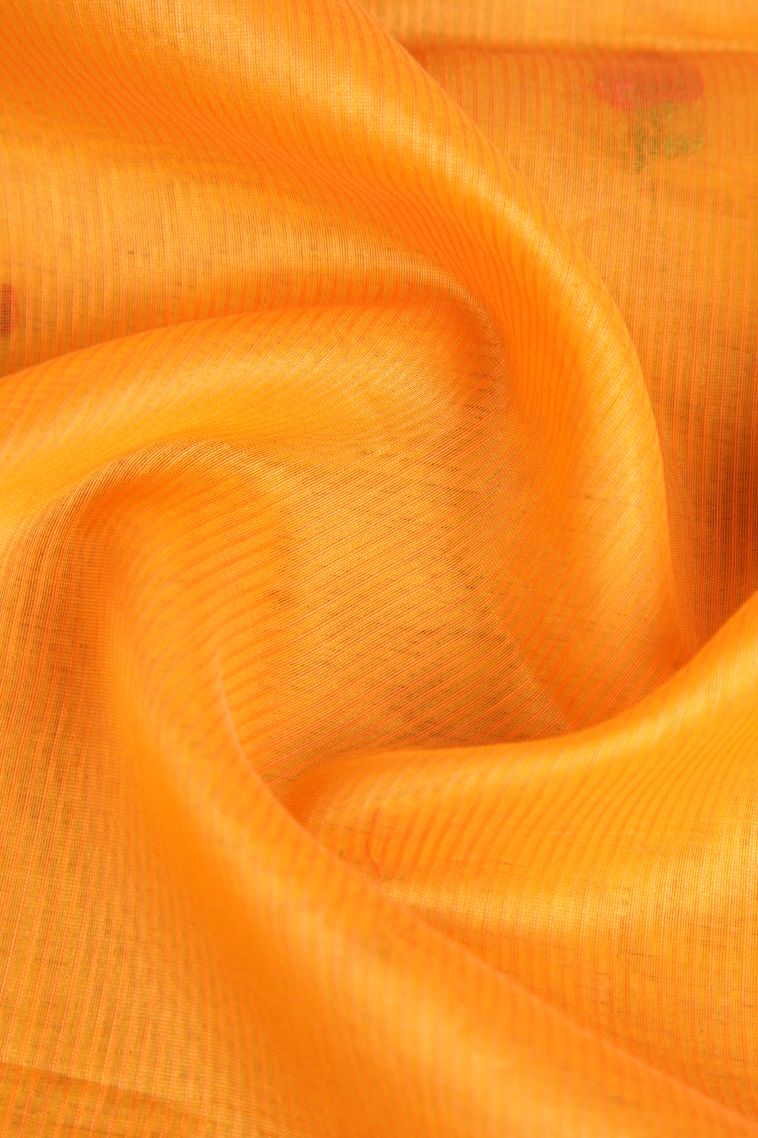 Merigold Orange Manipuri Cotton Sarees with Silver Zari Embroidary view 4