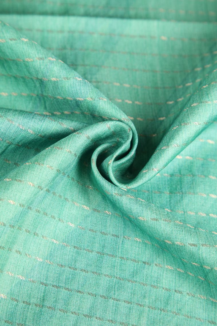 Mint Green Semi Tussar Silk Gold Zari with Zari Puttas view 4
