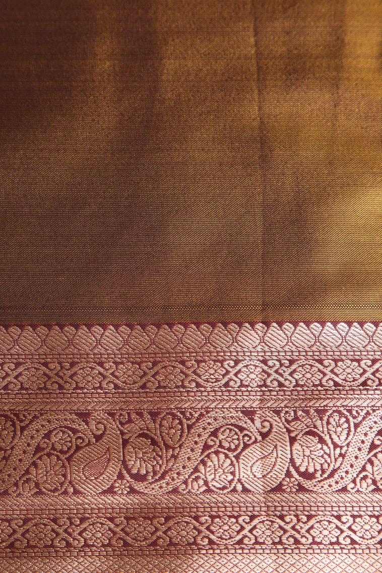 Salmon Pink Apoorva Silk Sarees with Gold And Silver Zari Floral Puttas view 3