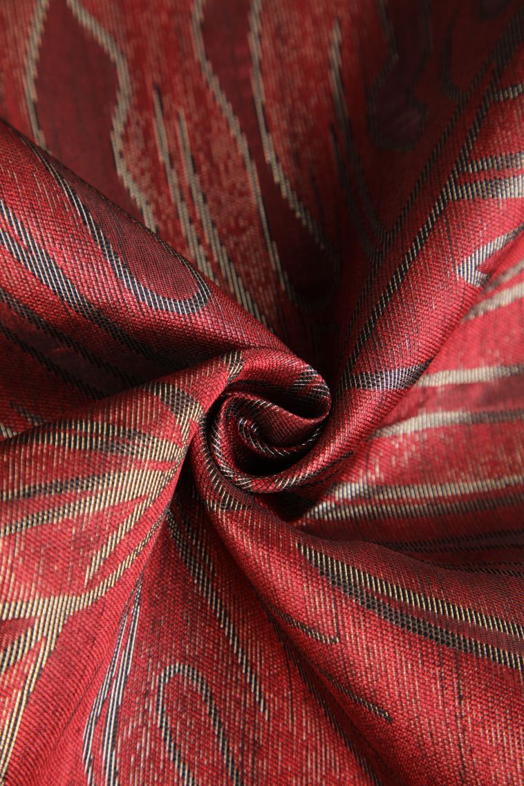 Cherry  Red Jute Sarees with Silver Zari Floral Patterns view 4