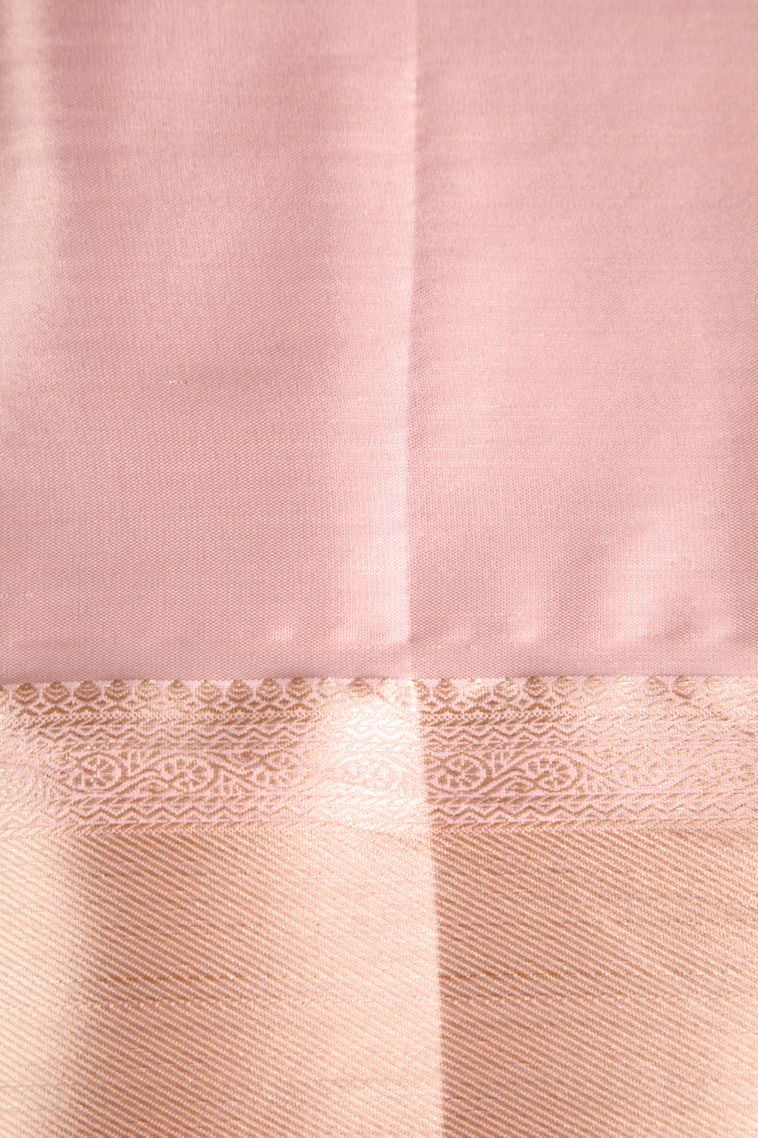 Salmon Pink Apoorva Silk Sarees with Gold Zari Floral Puttas view 3