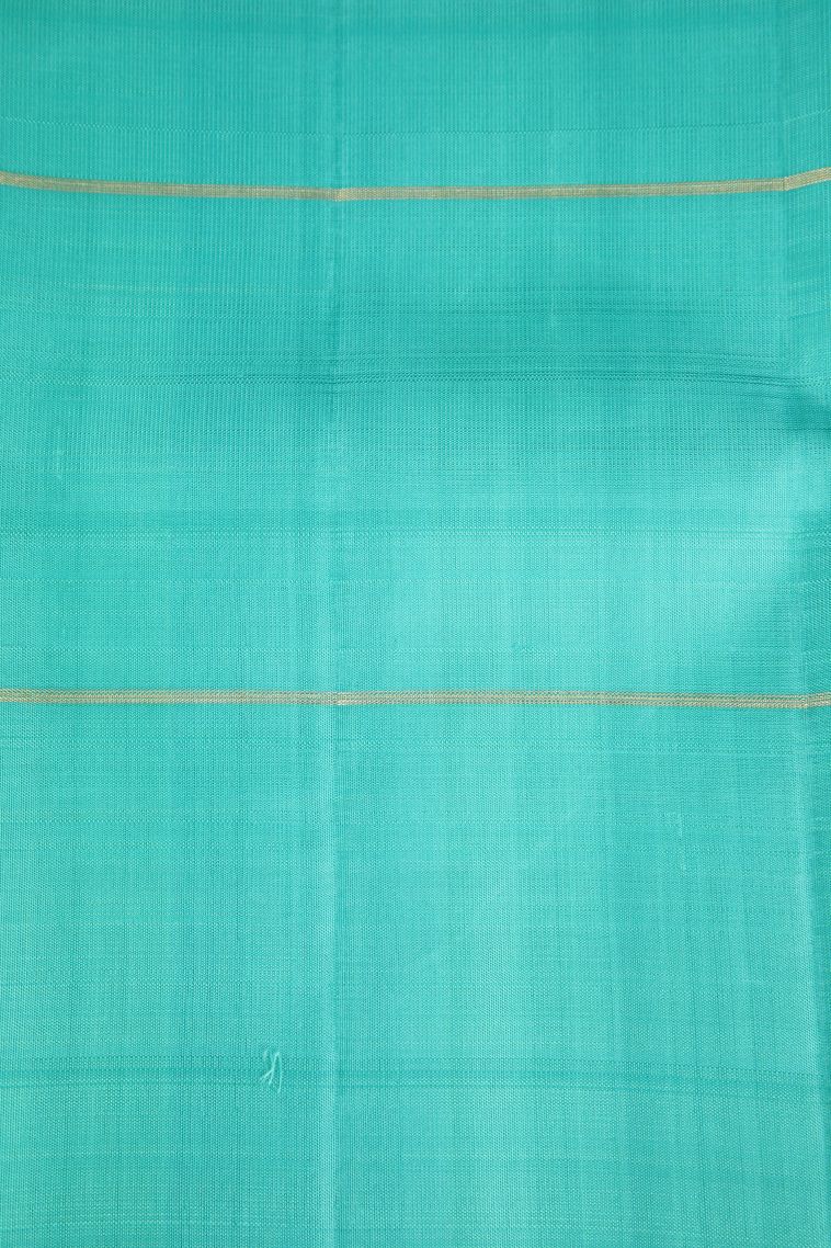 Sky Blue Kanchipuram Silk Sarees Gold Zari with Checks view 3