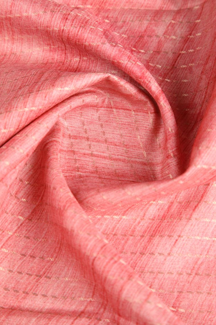 Peach Pink Semi Tussar Silk Gold Zari with Floral Patterns view 4