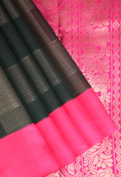 Seaweed Green Silk Cotton Sarees with Copper Zari Buttis (small Dots Or Motifs)