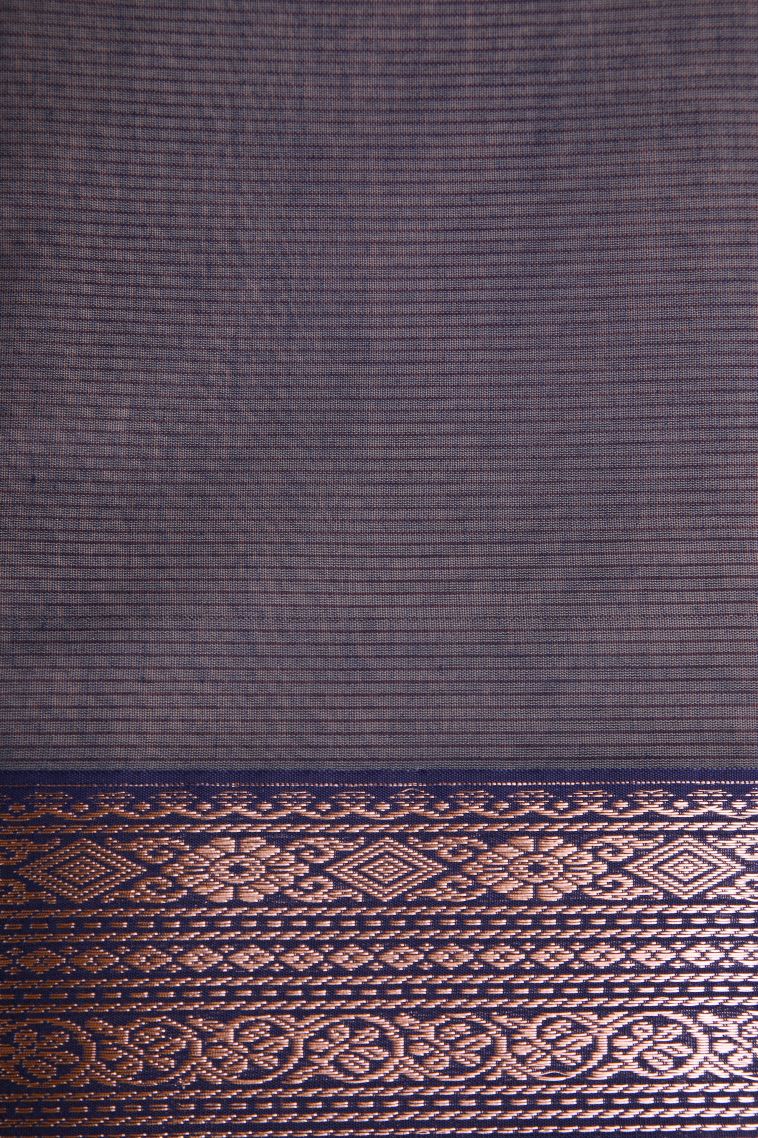 Salmon Pink Silk Cotton Sarees with Copper Zari Floral Patterns view 3