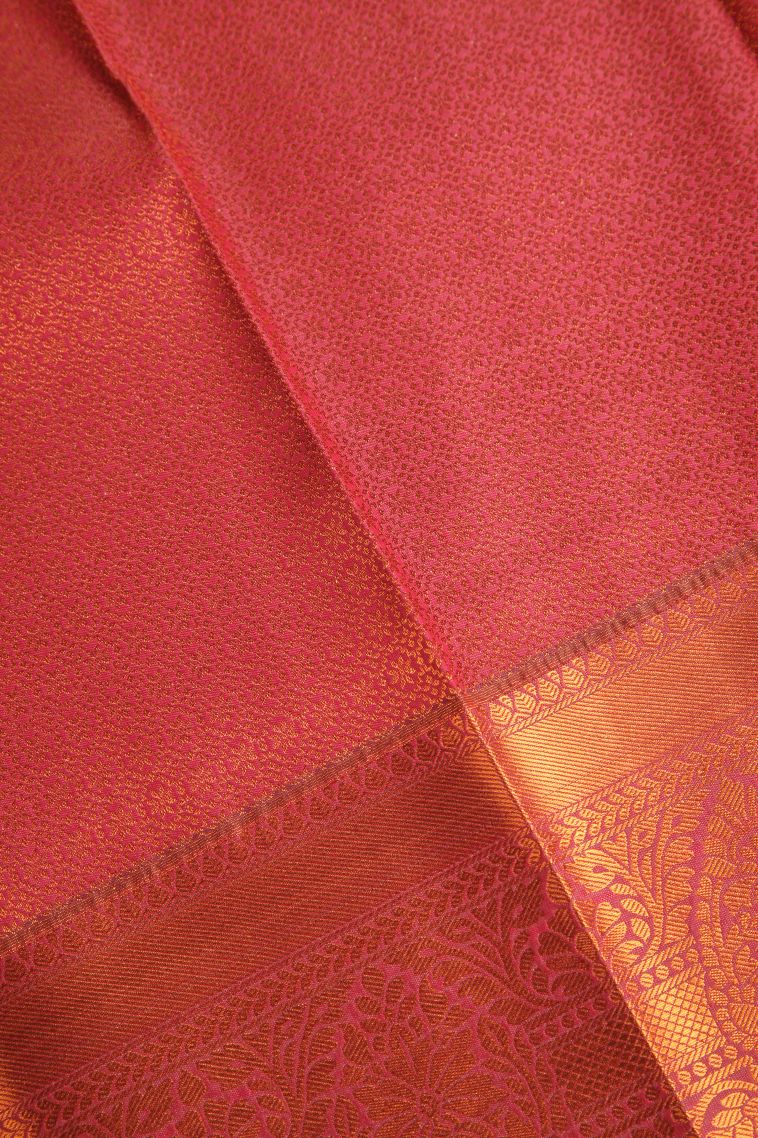 Cobalt Blue Visiri Madippu Silk Sarees with Copper Zari Floral Patterns view 3