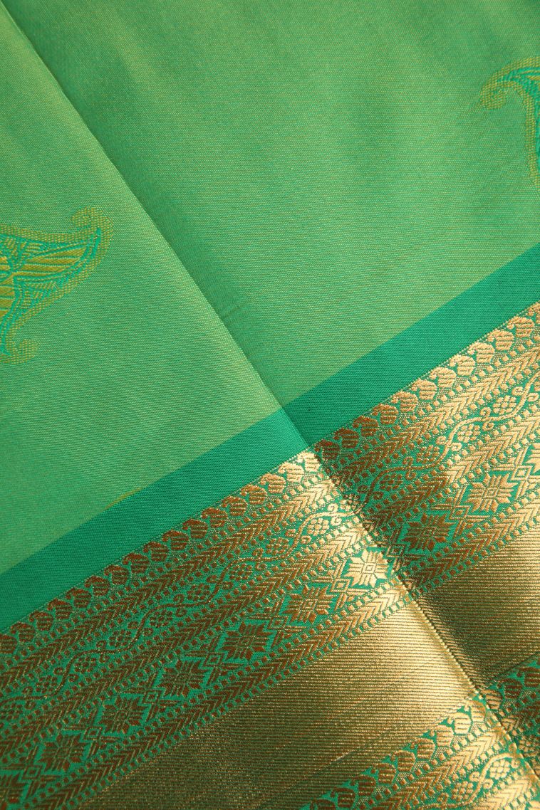 Rouge Pink Visiri Madippu Silk Sarees Gold Zari with Leaf Pattern view 3