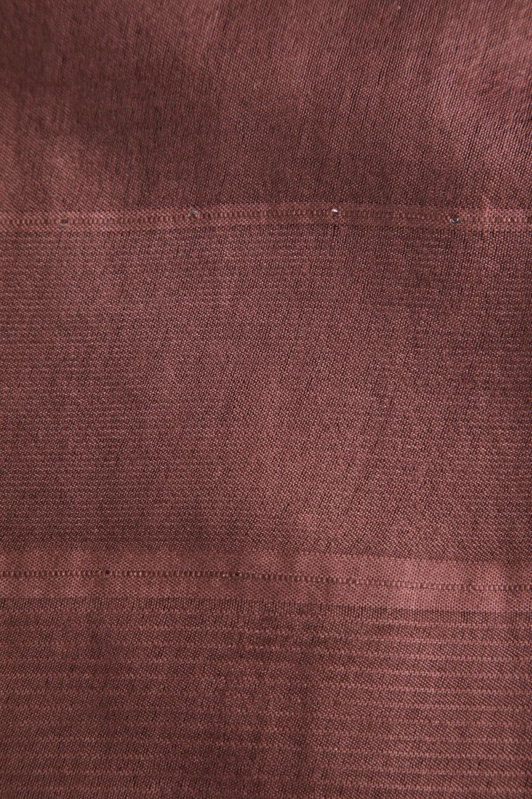Cinnamon Brown Linen Saree with Without Zari Zari Stripes view 3