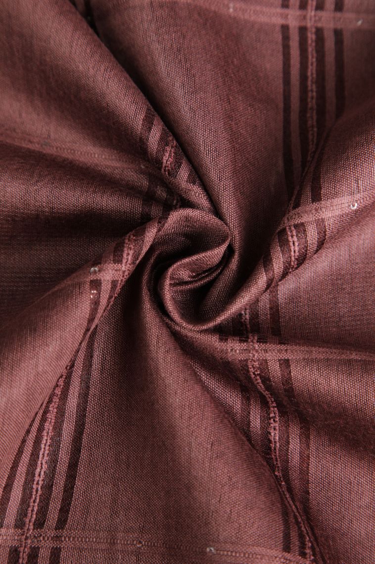 Cinnamon Brown Linen Saree with Without Zari Zari Stripes view 4