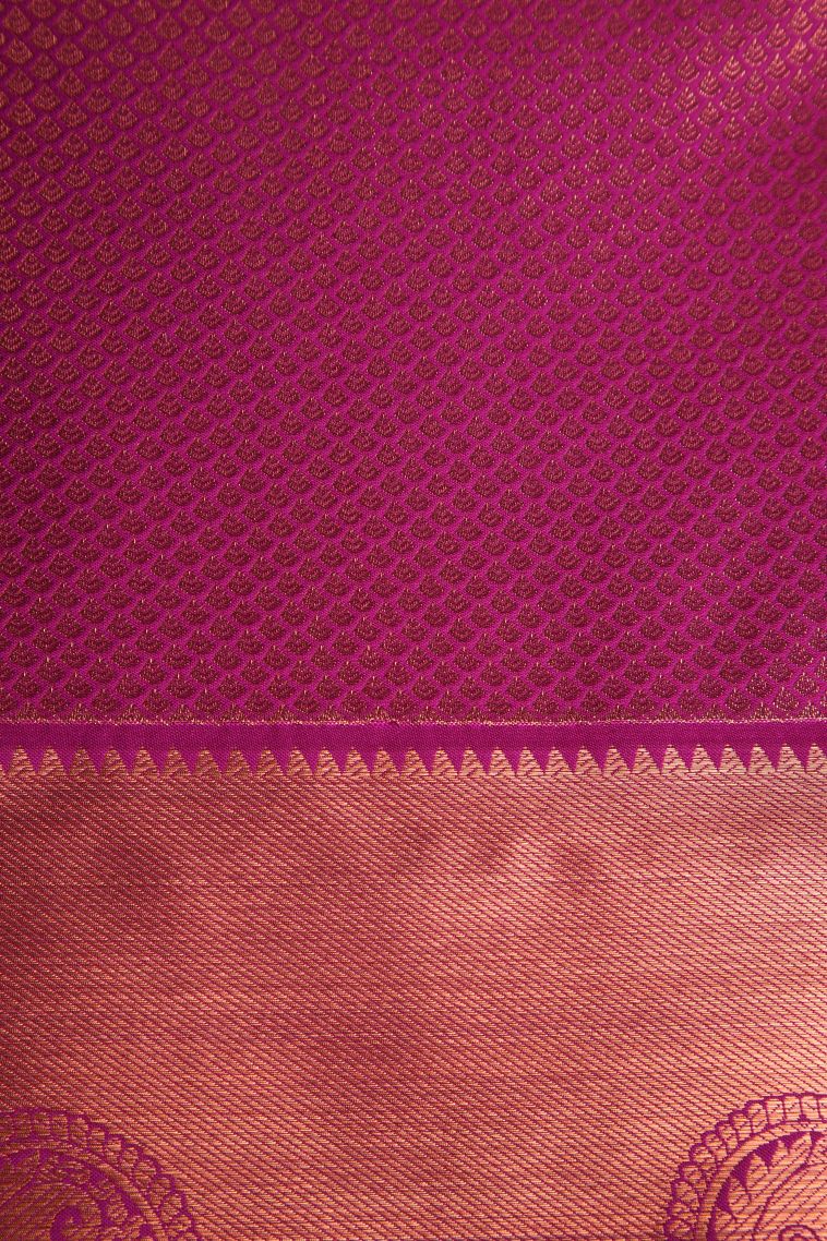 Fuscia Pink Apoorva Silk Sarees Copper Zari with Floral Puttas view 3