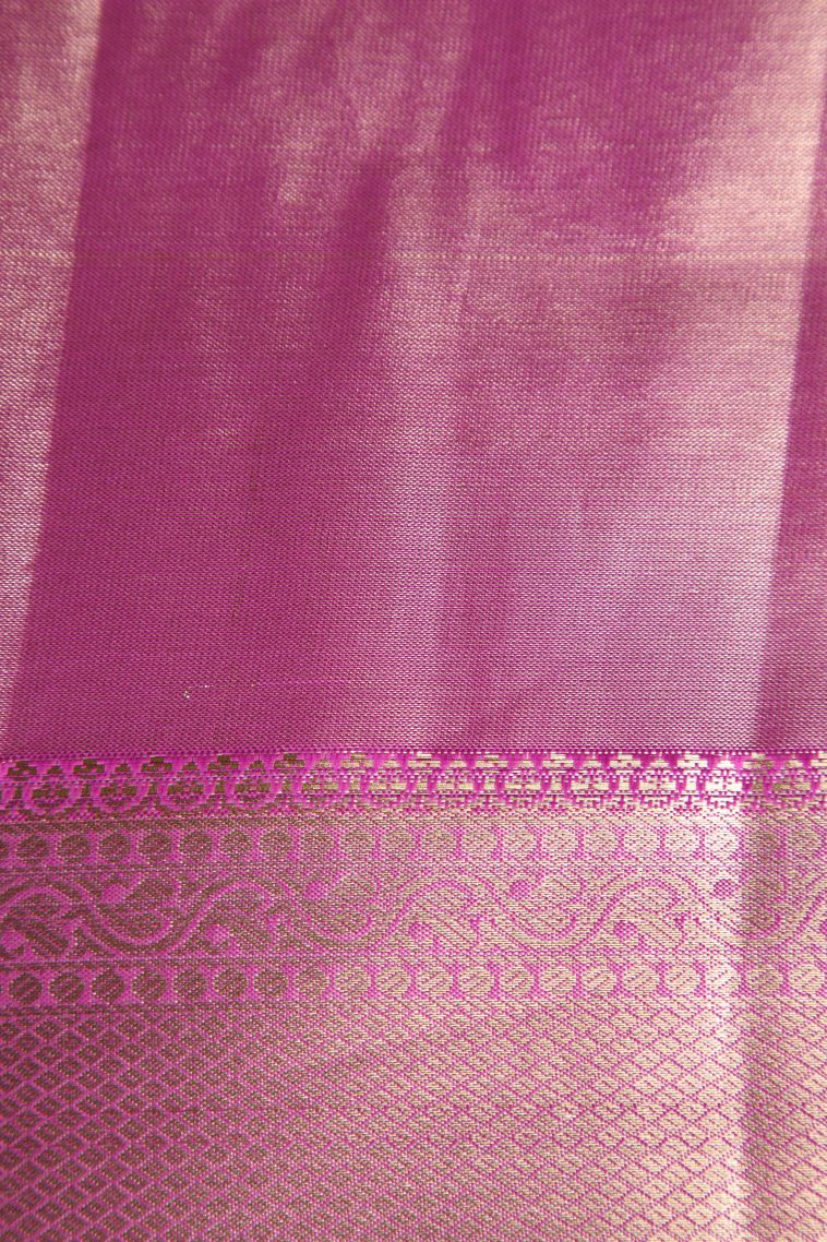 Magenta Purple Apoorva Silk Sarees with Gold And Silver Zari Peacock Motifs view 3