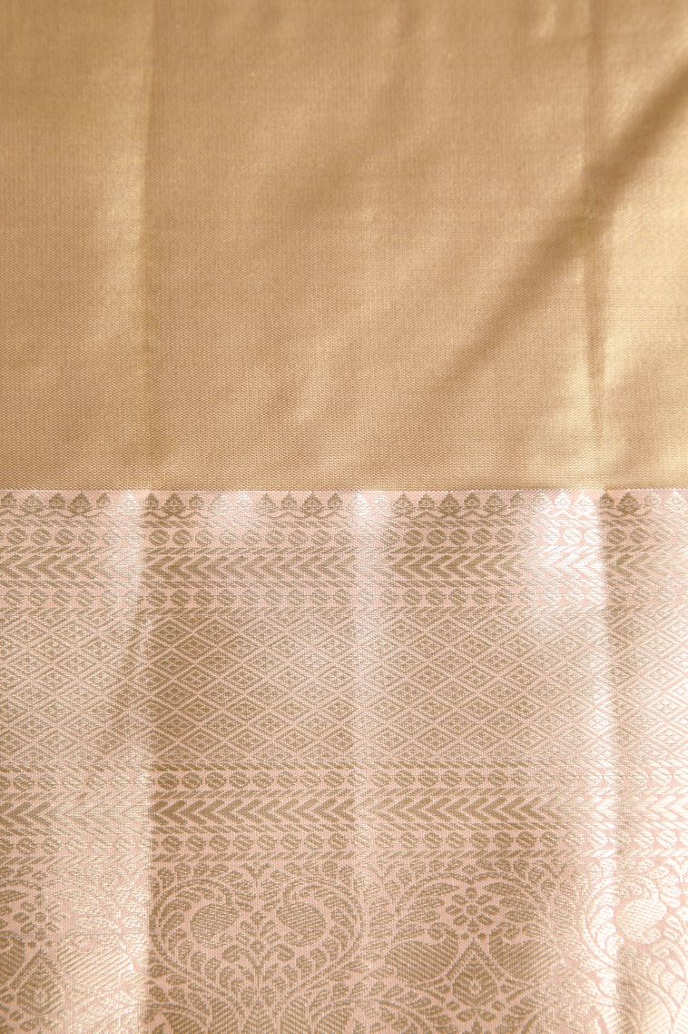 Vanilla Custard Yellow Apoorva Silk Sarees with Silver Zari Floral Patterns view 3
