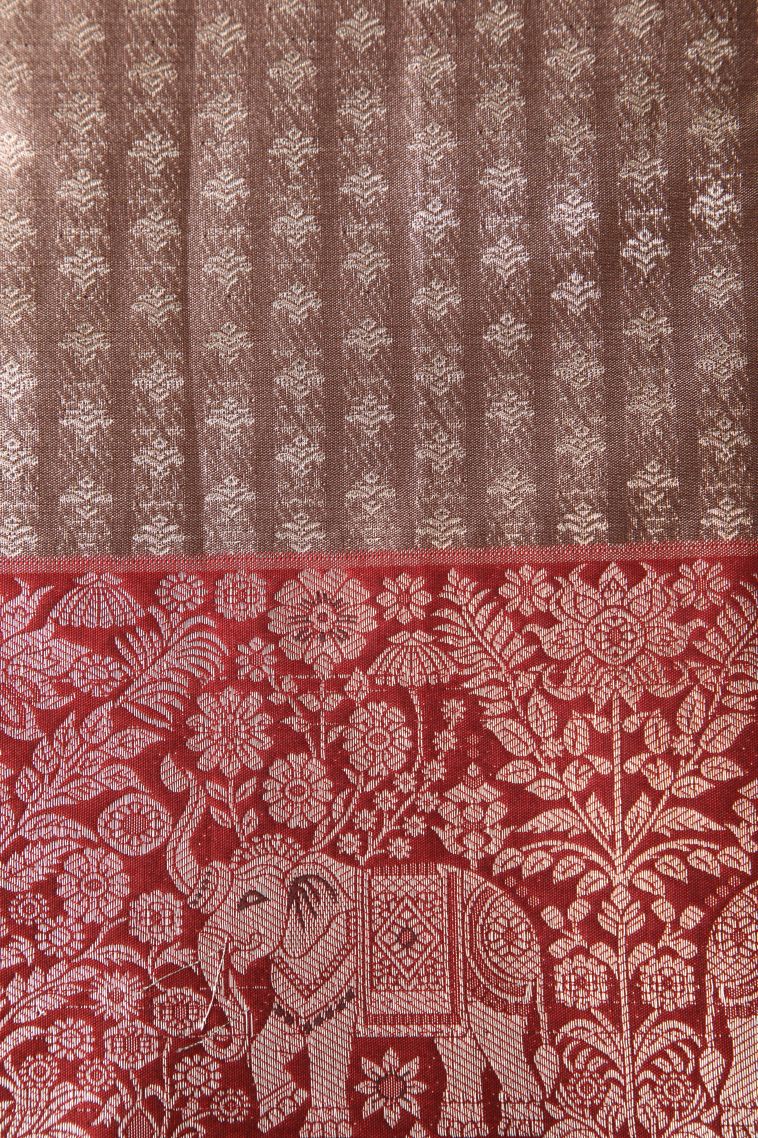 Merigold Orange Apoorva Silk Sarees with Silver Zari Floral Puttas view 3
