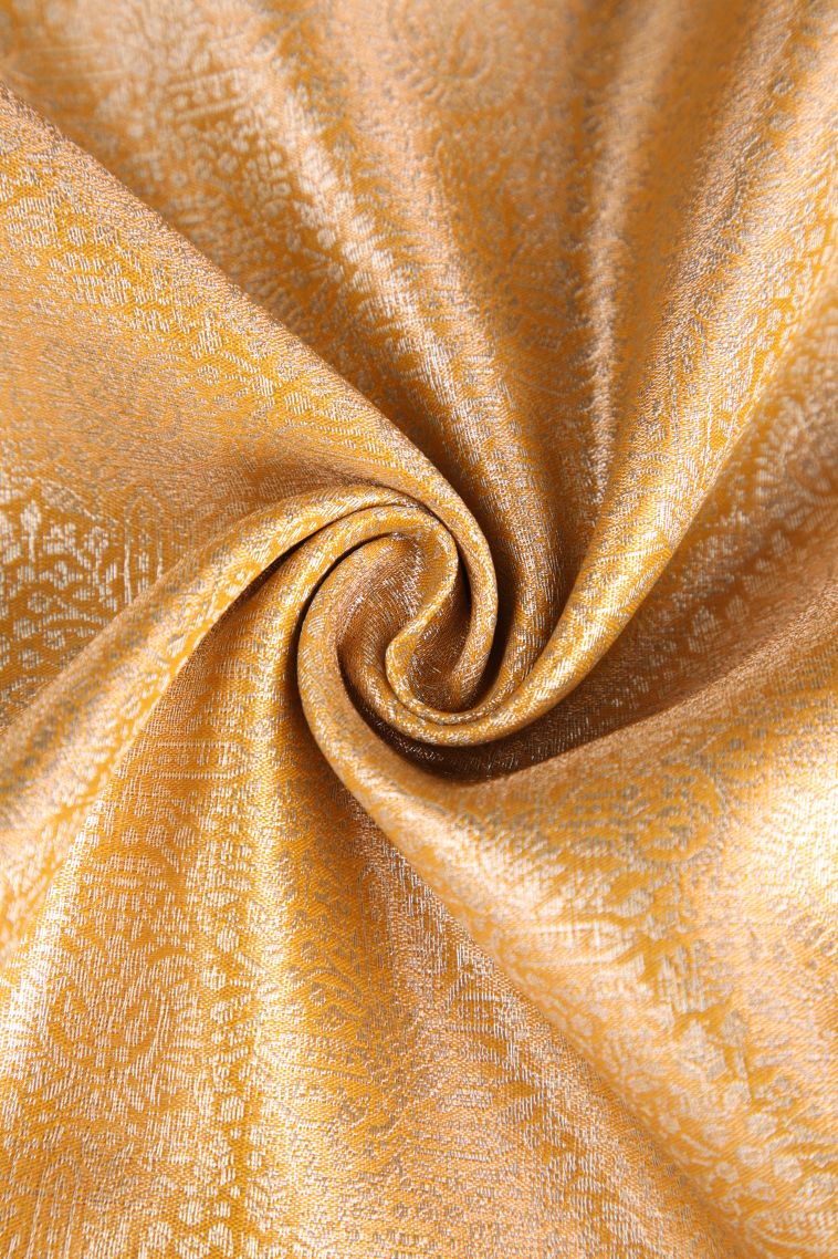Merigold Orange Apoorva Silk Sarees with Silver Zari Floral Puttas view 4
