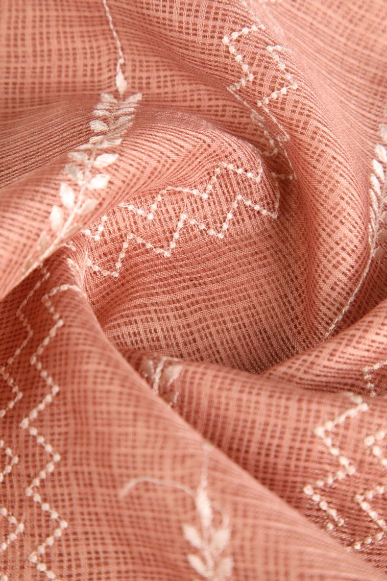 Peach Pink Manipuri Cotton Sarees Without Zari with Geometric Shapes view 4