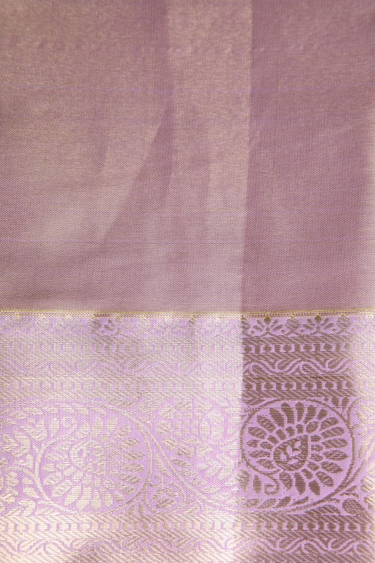 Periwinkle Purple Apoorva Silk Sarees with Gold And Silver Zari Floral Patterns view 3