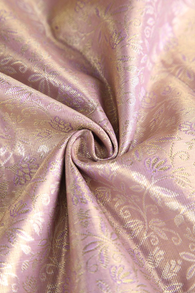 Periwinkle Purple Apoorva Silk Sarees with Gold And Silver Zari Floral Patterns view 4