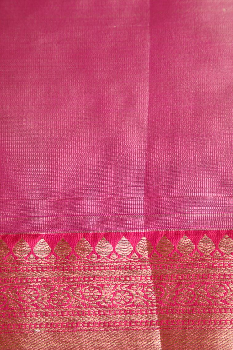 Punch Pink Apoorva Silk Sarees with Gold And Silver Zari Geometric Shapes view 3